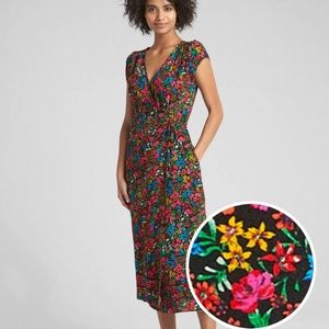 Midi floral wrap dress